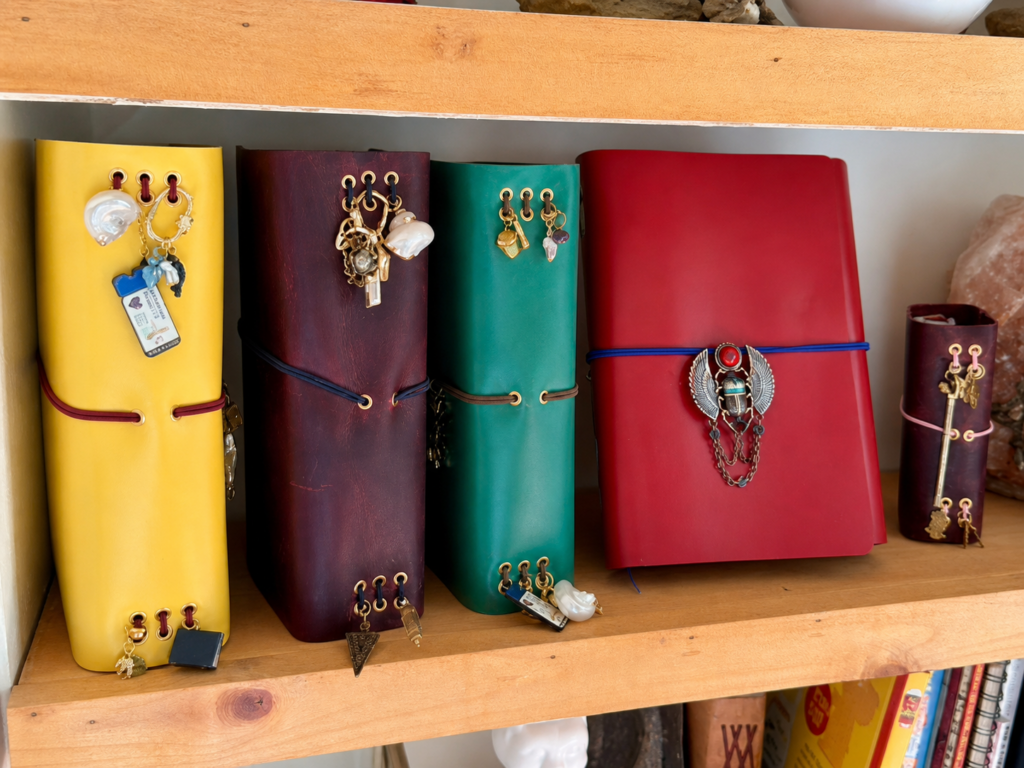 Journey Life Now handmade A5 leather journals with charms and decorative details