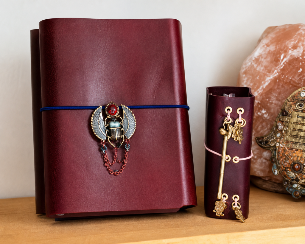 Journey Life Now Mother and Me or Dad and Me handmade leather journal set with large A5 and mini journal